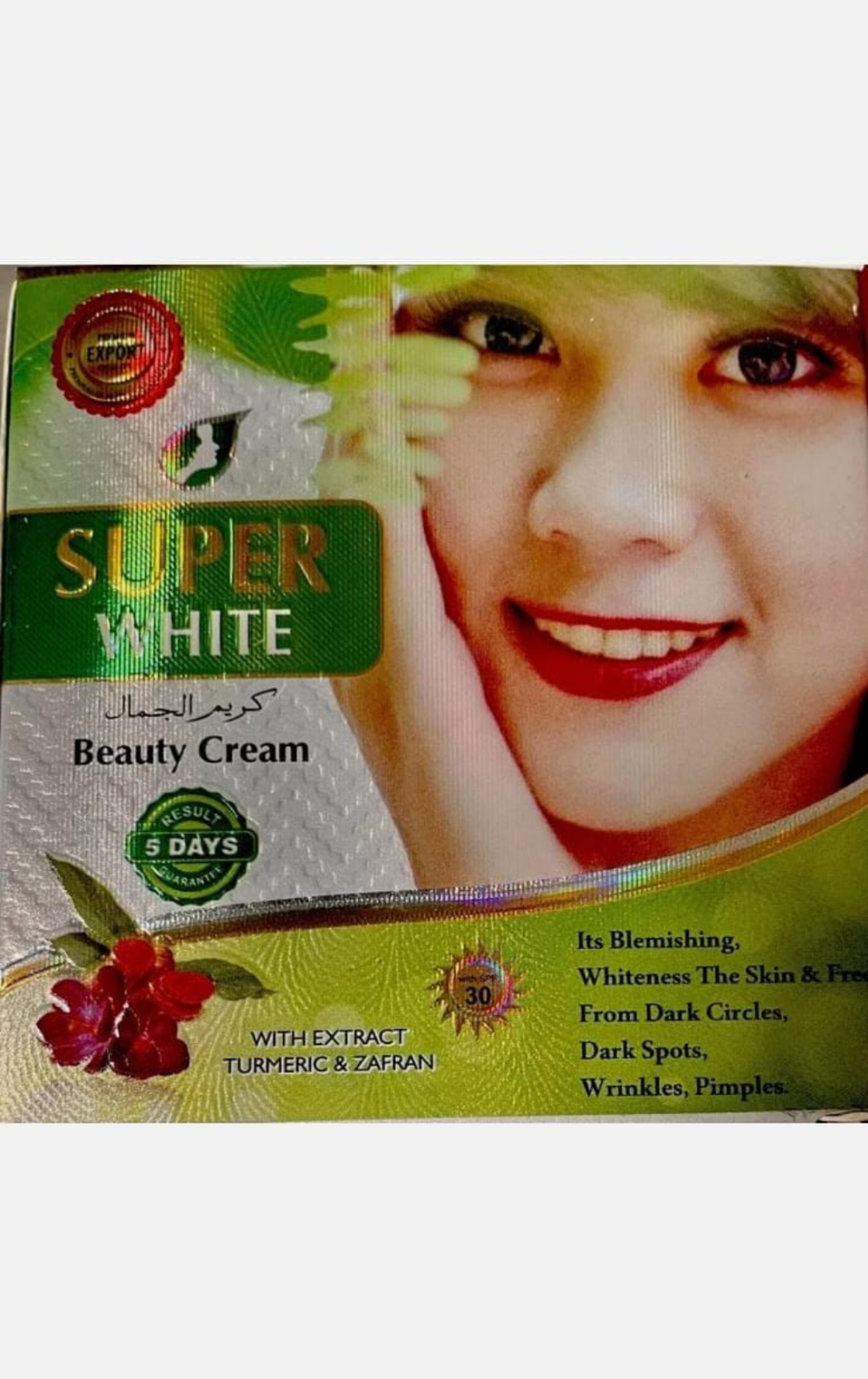 Super White Beauty Cream with Turmeric & Zafran Glow & Spot Removal (SPF 30) - Pack of 6 ✨