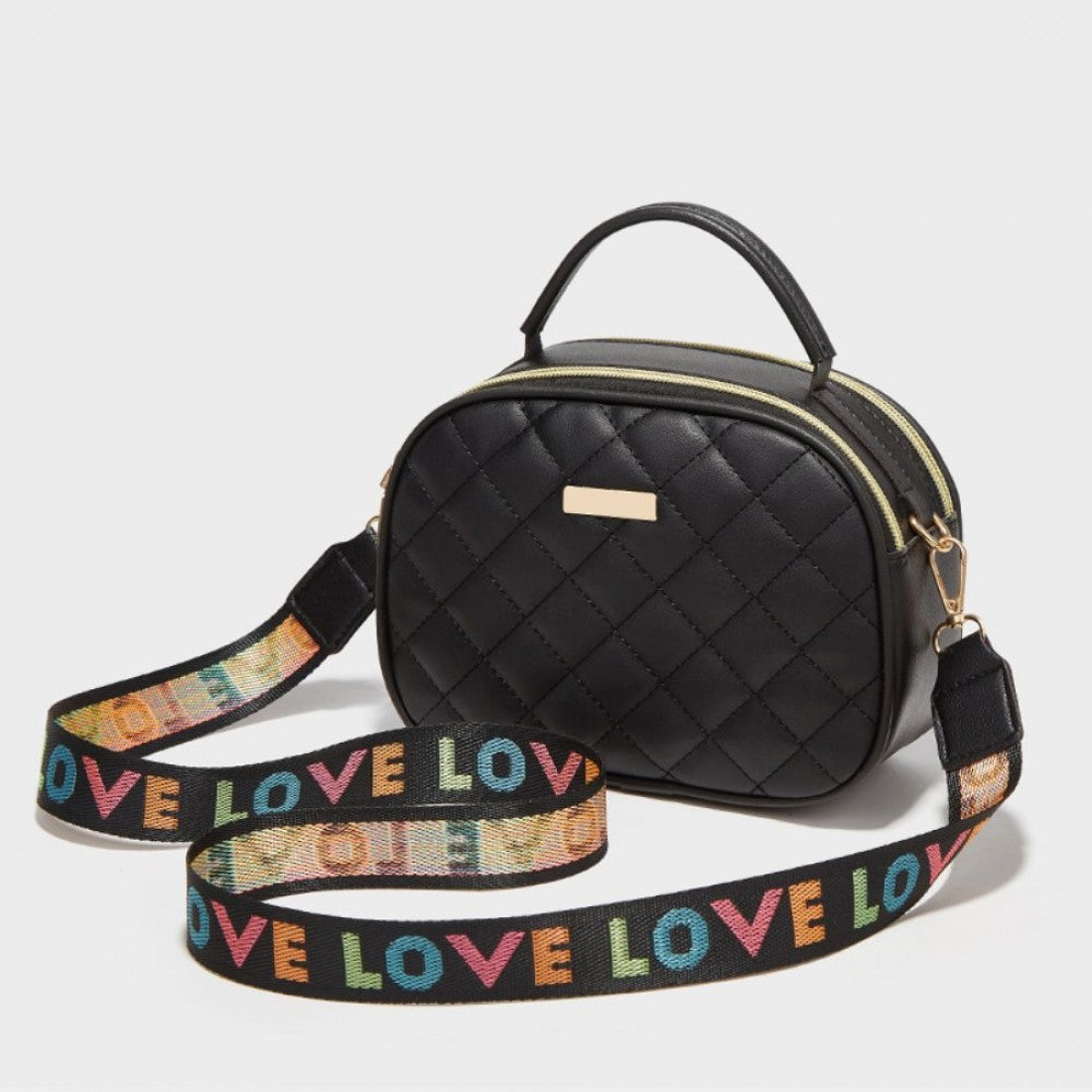Chic Quilted Love Strap Handbag