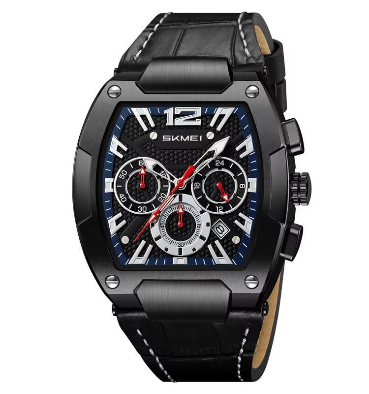 Montres SKMEI 9357 New Design Luxury Men Wrist Watch Transparent Case Leather Belt 50M Waterproof Watch