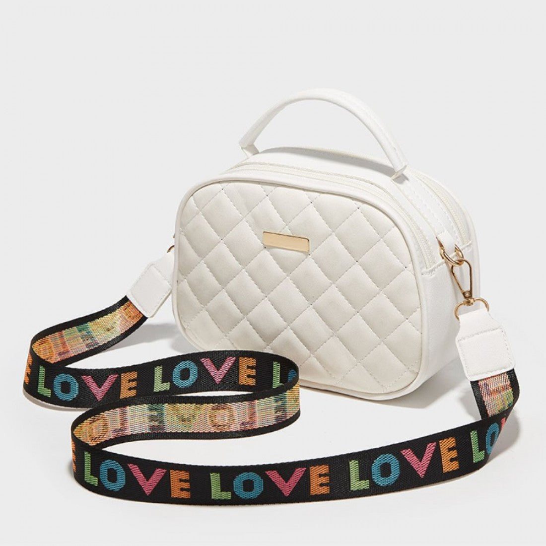 Chic Quilted Love Strap Handbag