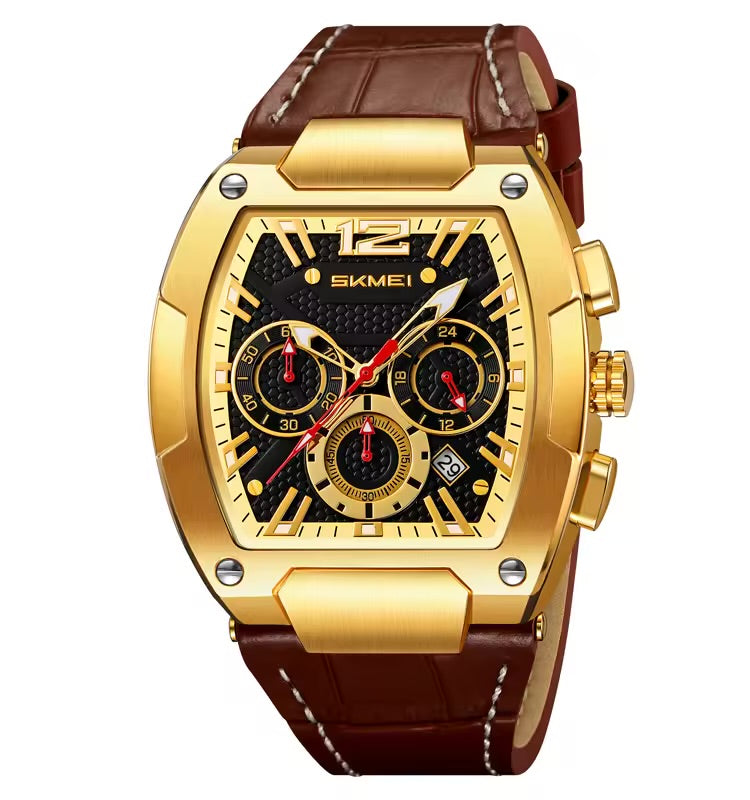 Montres SKMEI 9357 New Design Luxury Men Wrist Watch Transparent Case Leather Belt 50M Waterproof Watch