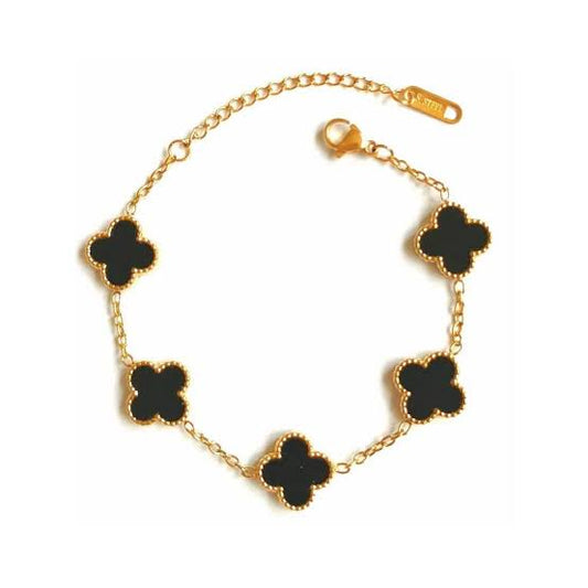 Black Clover Bracelet Gold Plated Luxury Four Leaf Design