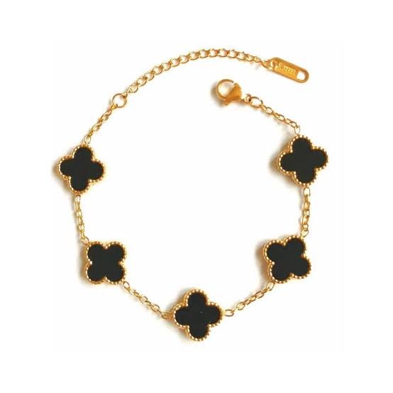 Black Clover Bracelet Gold Plated Luxury Four Leaf Design