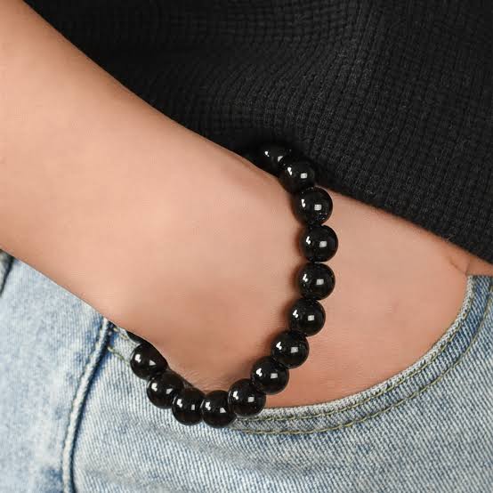 Black Beaded Bracelet Natural Stone Unisex Fashion Jewelry