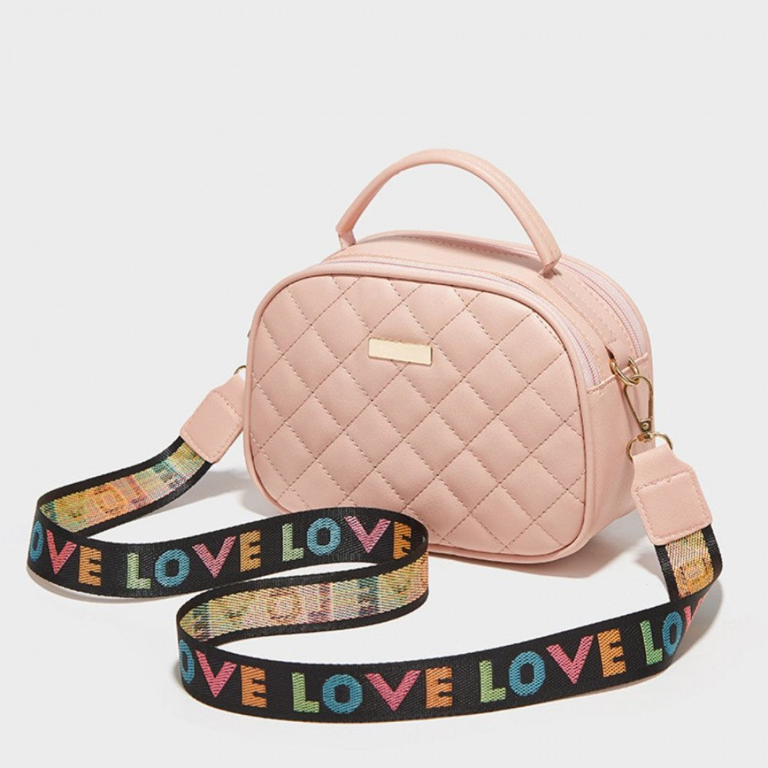 Chic Quilted Love Strap Handbag