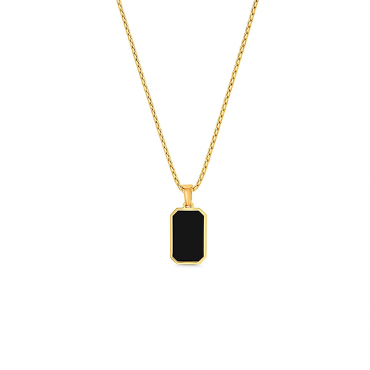 Elegant Women’s Black Onyx Gold Pendant Necklace